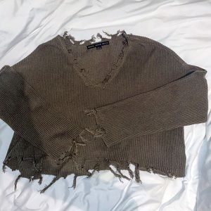 HYFVE Green Frayed Sweater